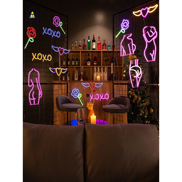 Đèn LED chữ NEON nhiều mẫu trang trí DECOR phòng ngủ , quán ăn , nhà hàng , sân khấu hộp PIN + USB