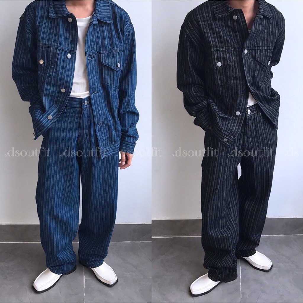 Bộ Suits vải Jeans sọc / Dela Suits Denim Stripe