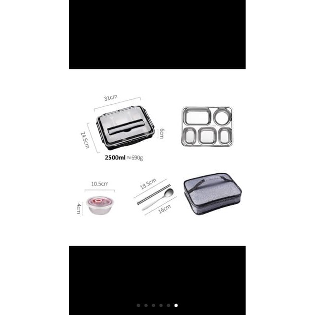 Hộp cơm 5 ngăn inox 304 siêu tiện lợi