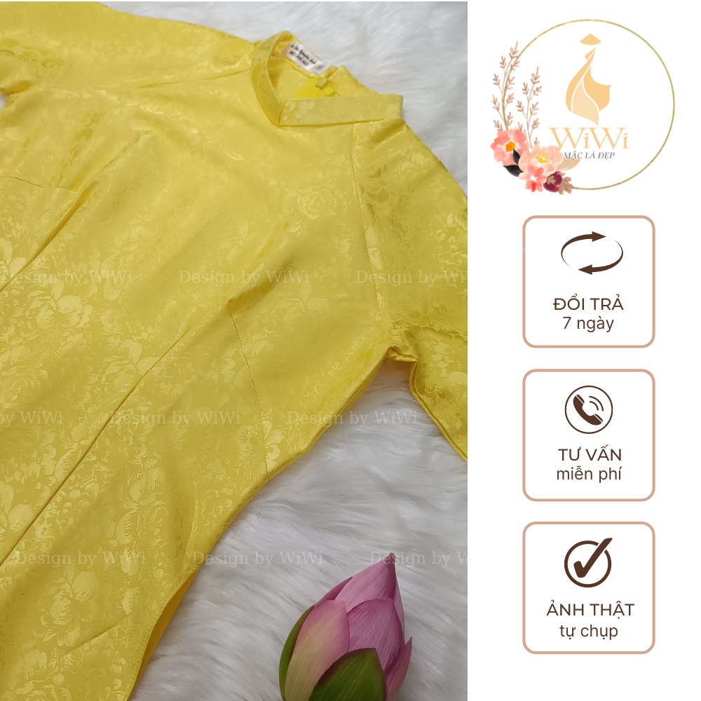 Áo dài gấm tơ vân hoa mềm mại , Áo dài cao cấp cho nữ dự tiệc lễ tết đẹp