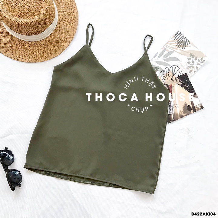 Áo voan trơn 2 dây THOCA HOUSE đen, trắng vải mịn dễ phối đồ đi học, đi làm công sở, đi chơi