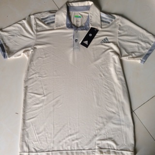 Áo thể thao trắng cổ bẻ adidas