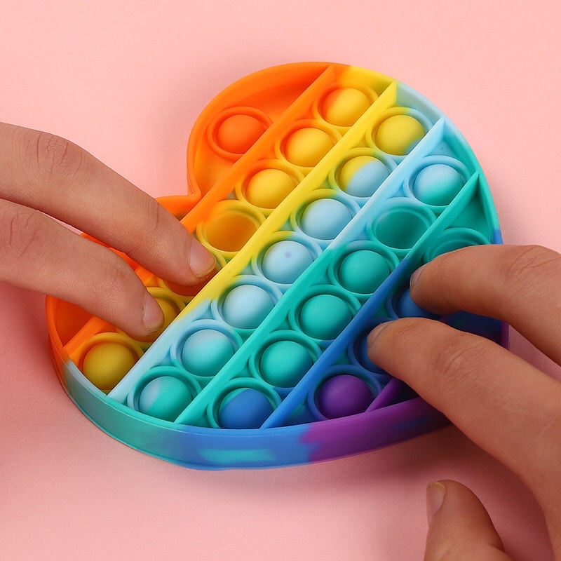 Pop it figet toy/ đồ chơi pop it cầu vồng hình vuông/ tròn/ tim siêu nhạy cực đã tay