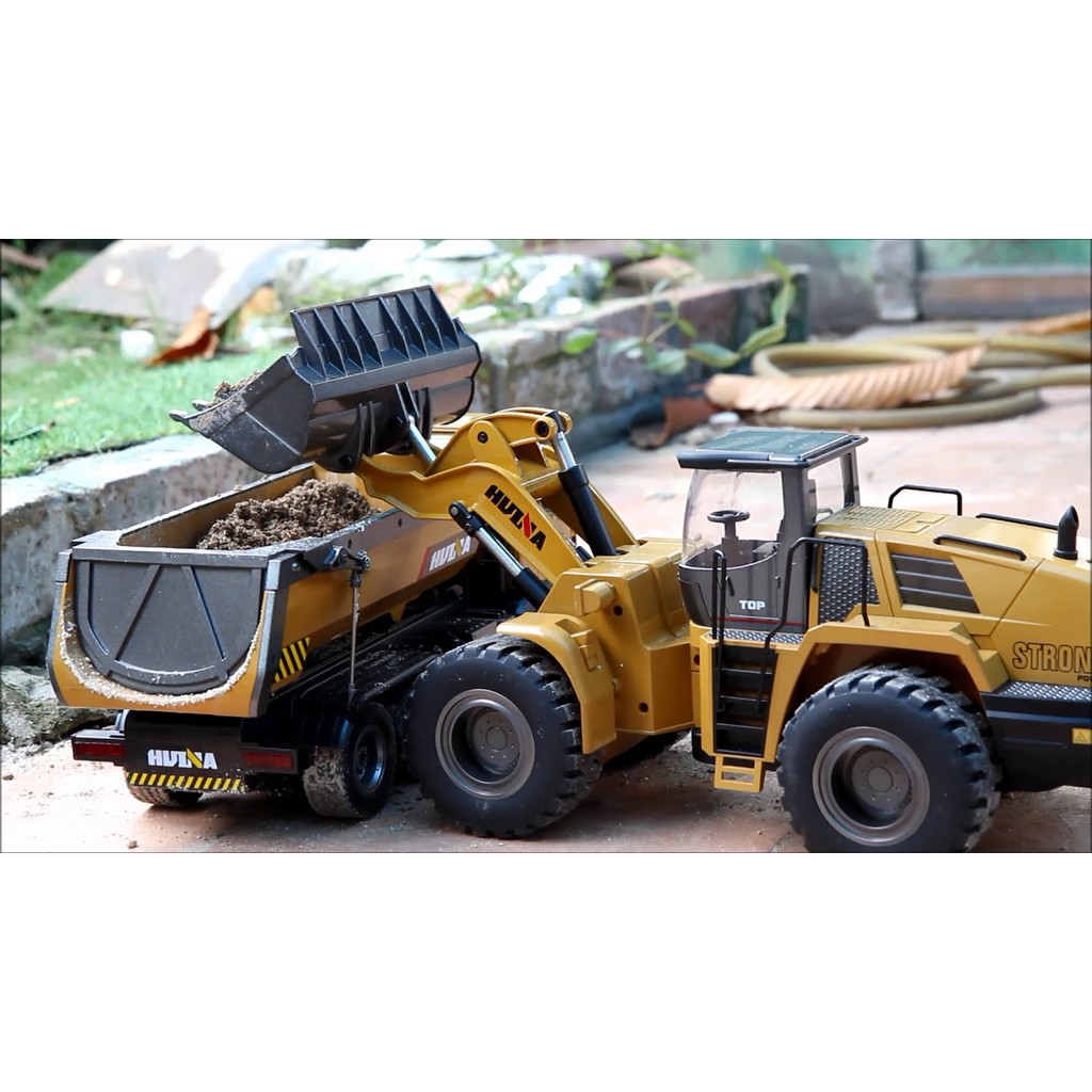 Huina 1573 Xe ô tô tải ben điều khiển từ xa Hulna 573 đồ chơi mô hình oto công trình rc chở đất cát vật liệu huila huna