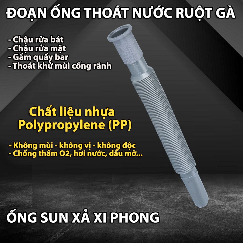 Đoạn ống xả thoát nước, ống xả ruột gà chậu rửa, bồn lavabo