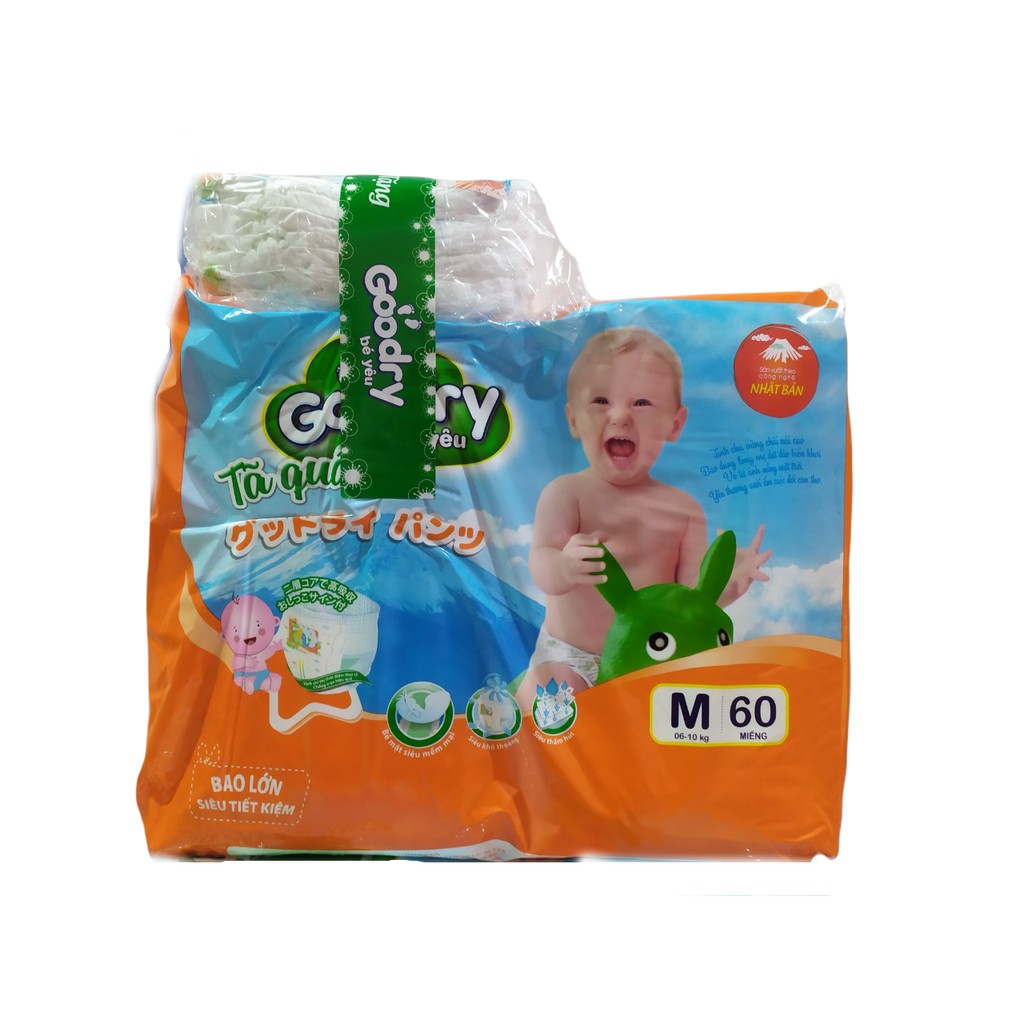 Tã|Bĩm Quần Goodry size M gói 60 miếng [ Tặng thêm 8 miếng], cho bé từ 5 - 11kg