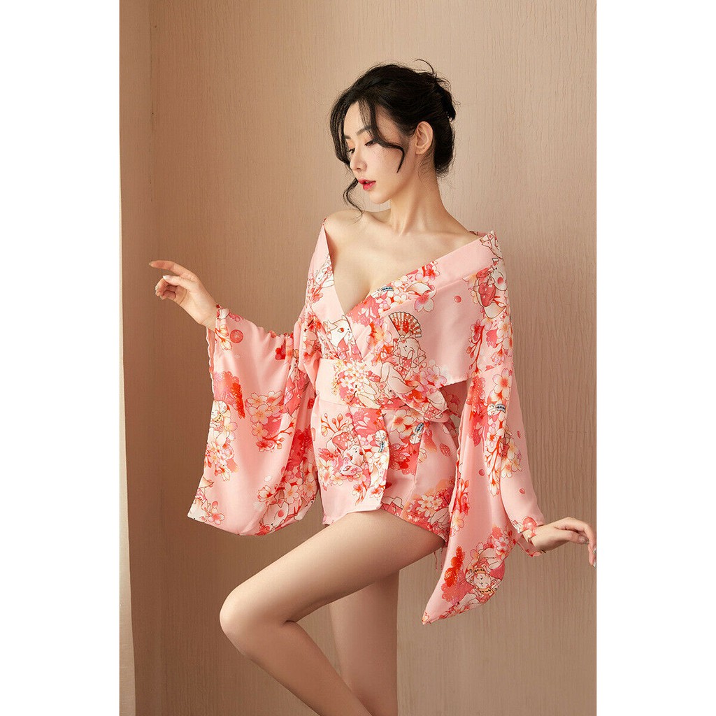 Cosplay Kimono Nhật Bản Siêu Sexy - Set Kimono Nhật Cực Kỳ Khêu Gợi Quyến Rũ Kimochi Vải Satin Lụa | BigBuy360 - bigbuy360.vn
