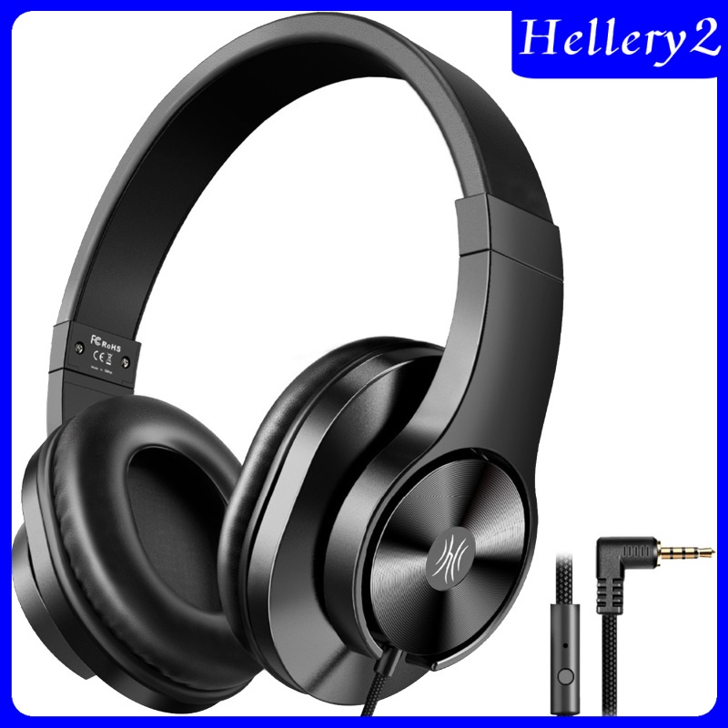 [HELLERY2] Wired Headphones Over Ear Headset w/ Microphone Stereo Bass Earphone