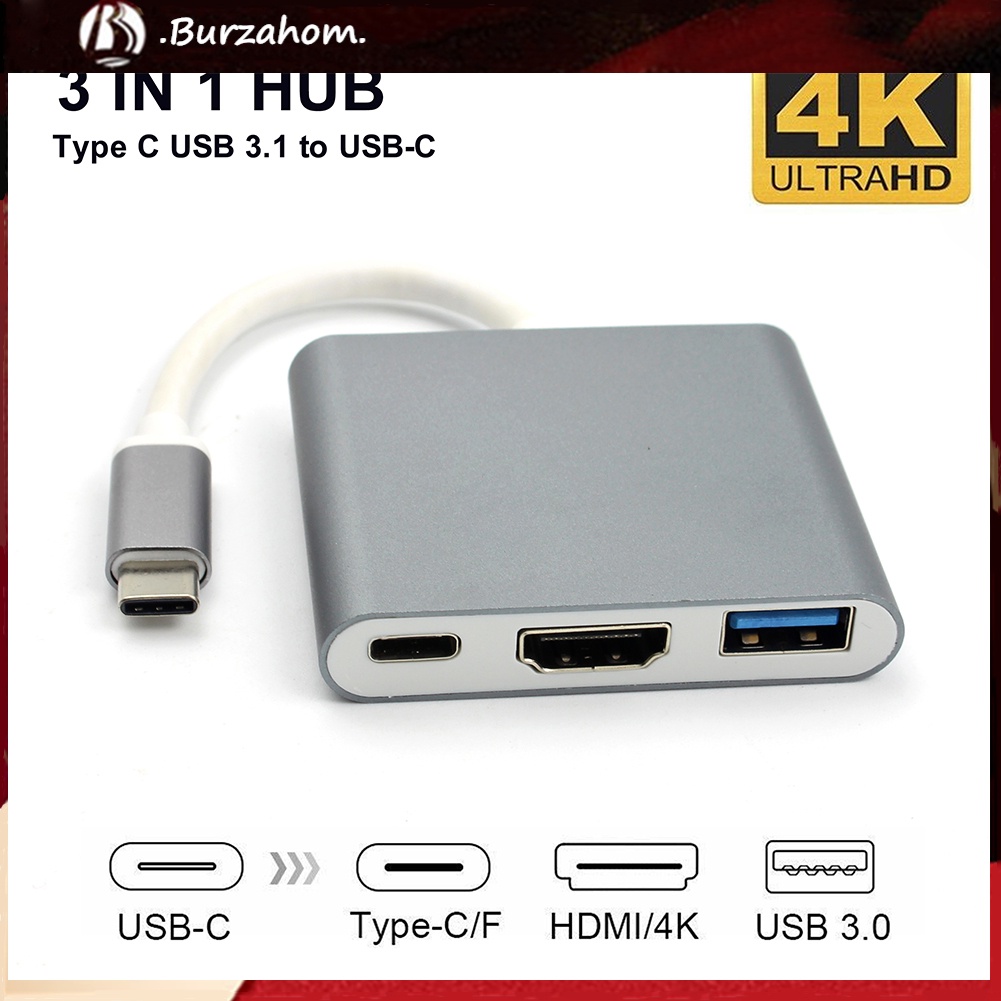 Bộ Chuyển Đổi Usb 3.1 Type-C Sang 4k Uhd Hdmi 3 Trong 1 Cho laptop táo