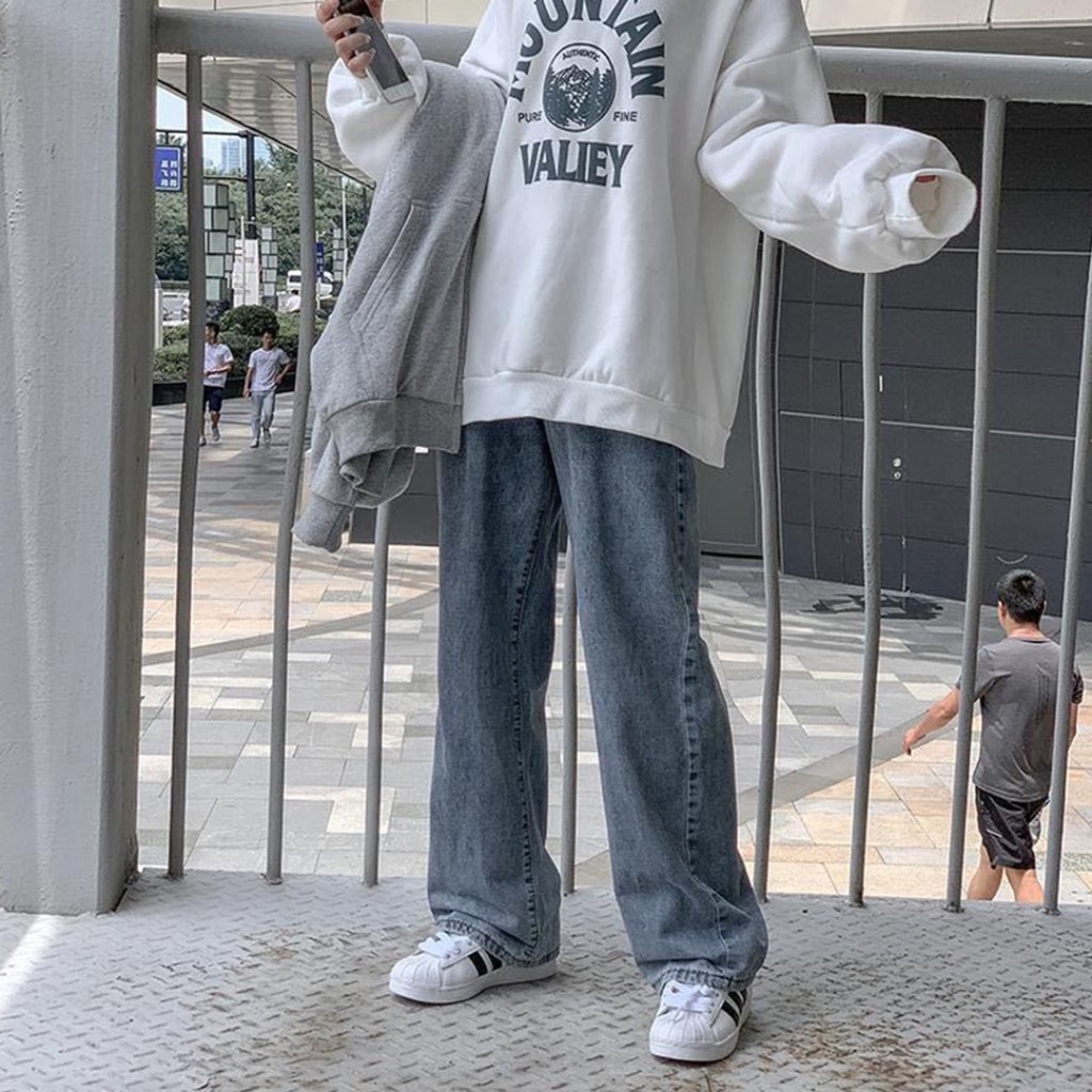 Quần jean nữ ống rộng suông lưng cao bigsize đẹp Luvasa QJ001 | BigBuy360 - bigbuy360.vn