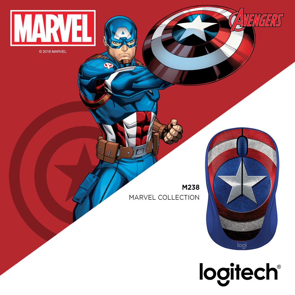 [Mã 159ELSALE hoàn 7% đơn 300K] Chuột không dây Logitech Biệt Đội Siêu Anh Hùng Marvel M238 - BH 12 Tháng