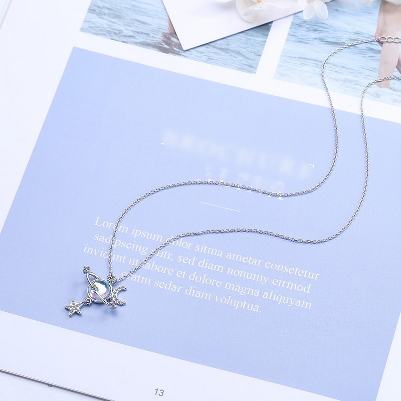 Dây chuyền RINHOO mạ bạc 925 mặt hình ngôi sao và mặt trăng thời trang