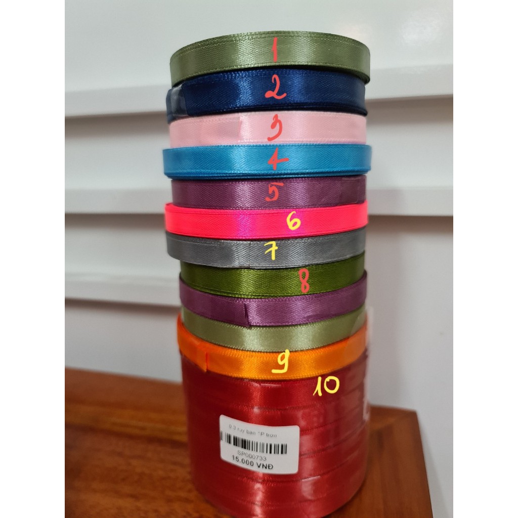 Dây ruy băng nhiều màu trơn 1cm, 2cm, 4cm