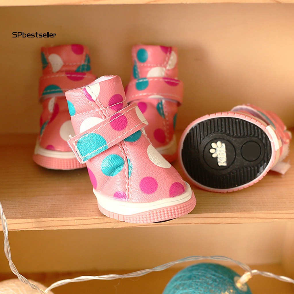 Bộ 4 Giày Bốt Giả Da Bắt Mắt Cho Thú Cưng