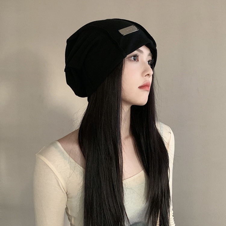 Mũ dệt kim MG STUDIO thẻ kim loại mạ điện thời trang