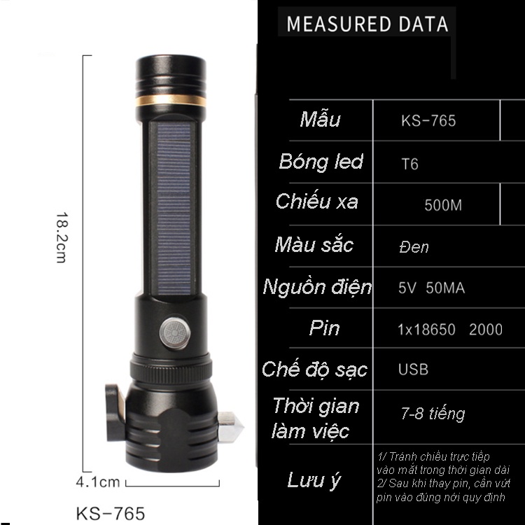 Đèn pin siêu sáng thoát hiểm 7 chức năng D00-564