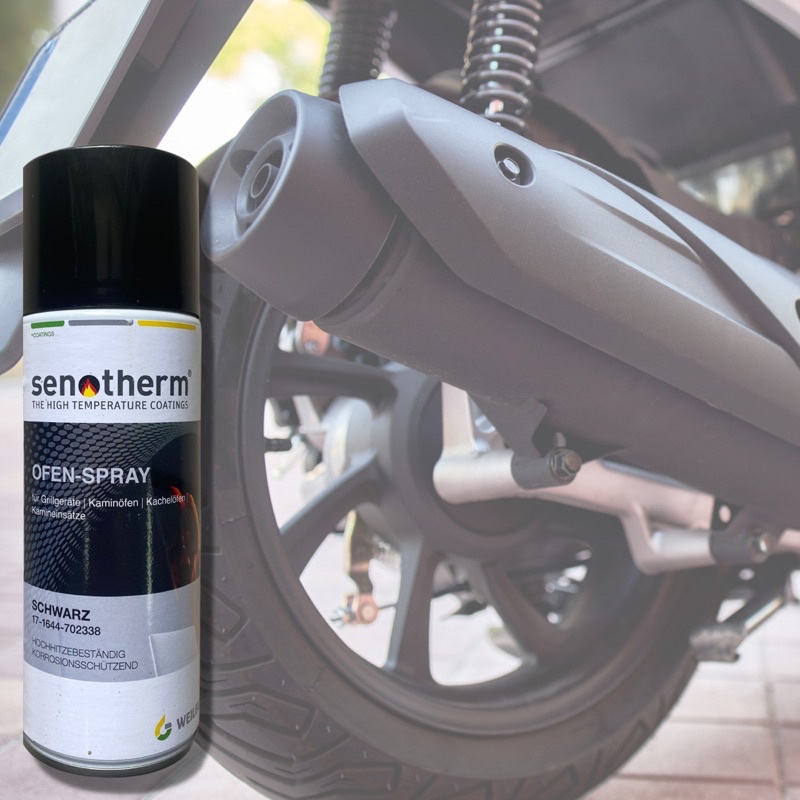Sơn xịt chịu nhiệt Senotherm chống cháy, chống rỉ sét , bảo vệ pô xe, bề mặt kim loại tiếp xúc lửa, nhiệt độ cao