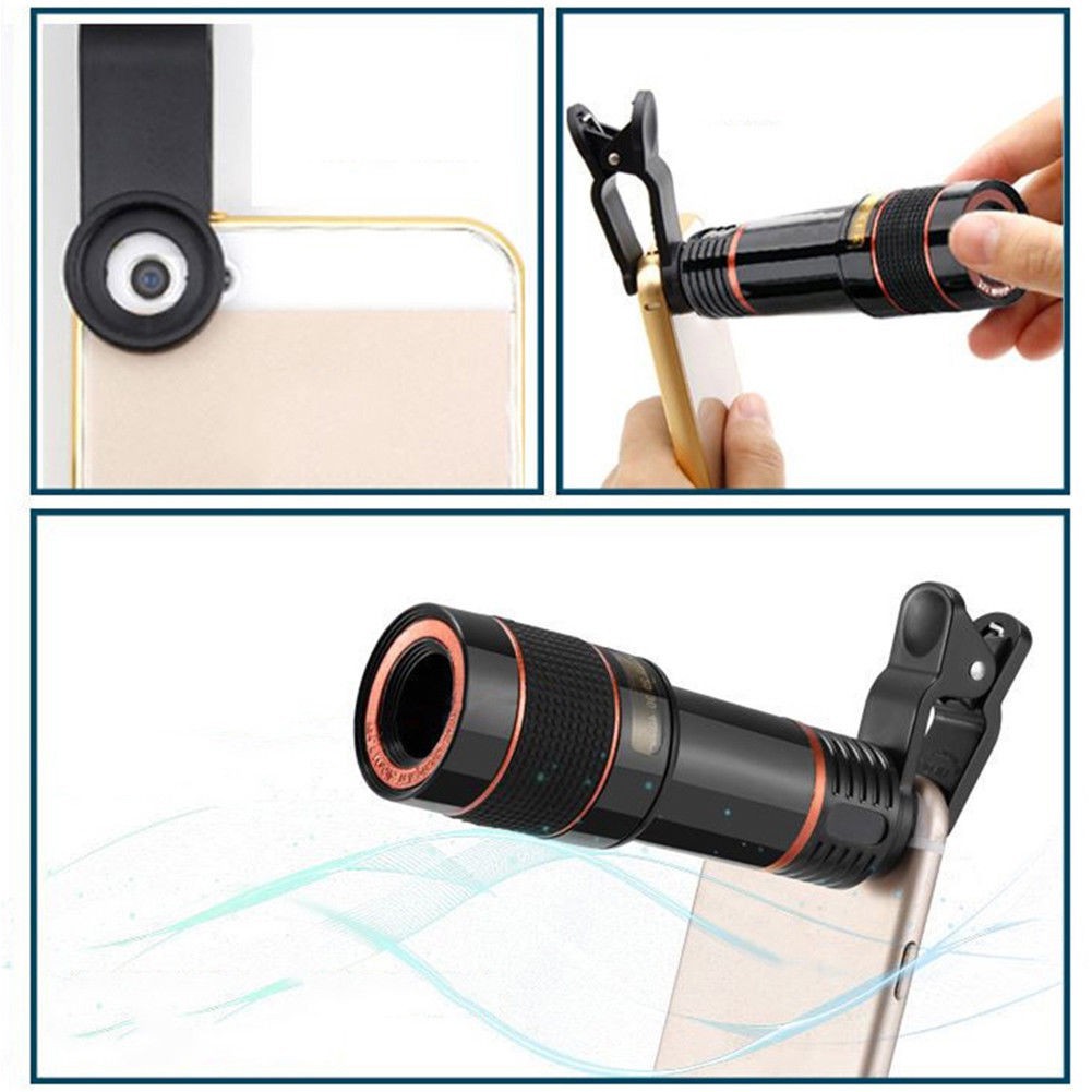 Ống Kính Phóng To 8X / 12X Kẹp Điện Thoại