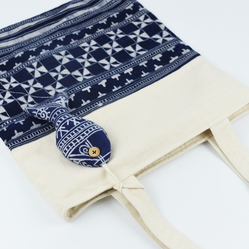 Túi tote thổ cẩm cá bông PESCE HEMP - Tomato Handmade