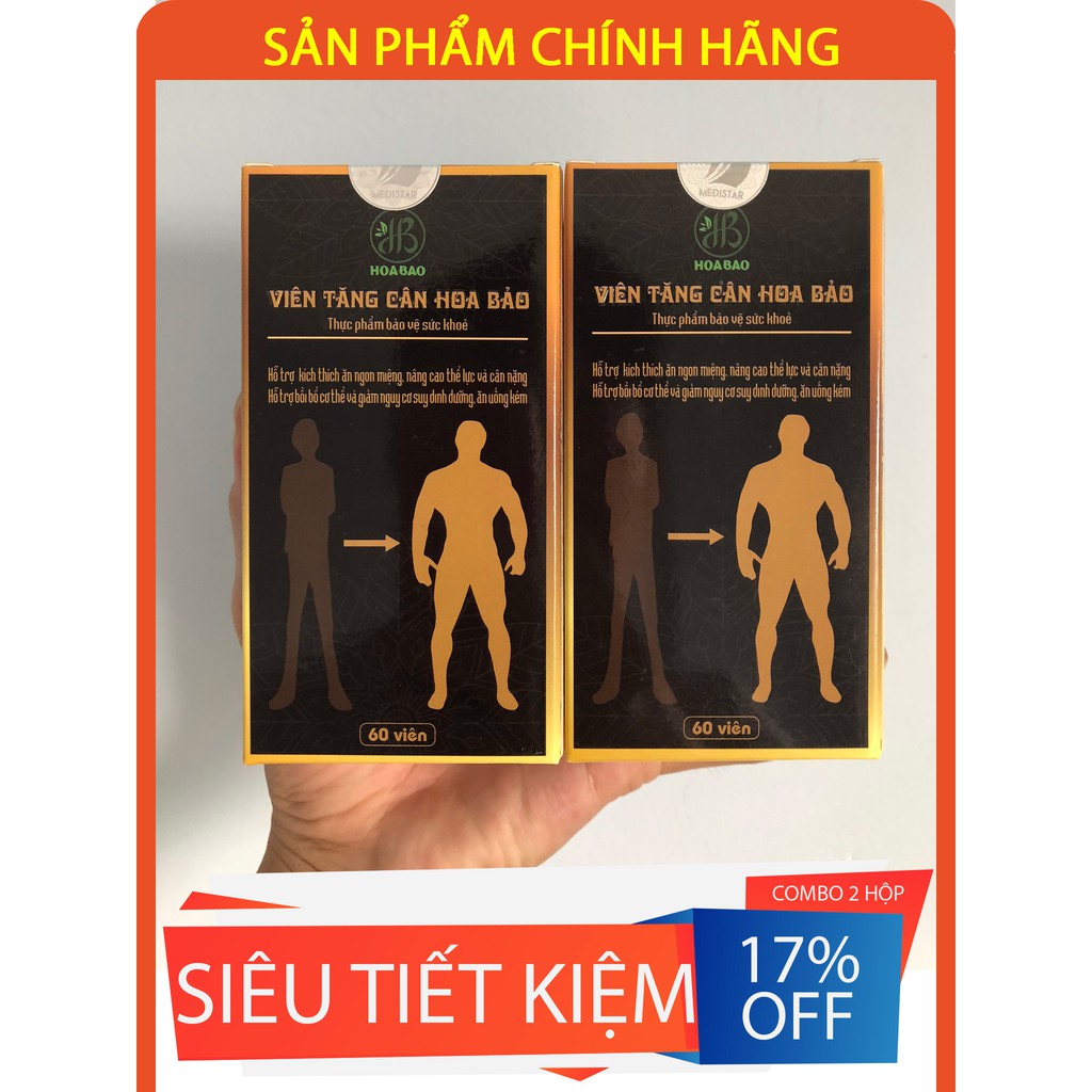[Combo2 hộp] Viên tăng cân Hoa Bảo - Viên tăng cân cho người gầy - Mỗi hộp 60 viên