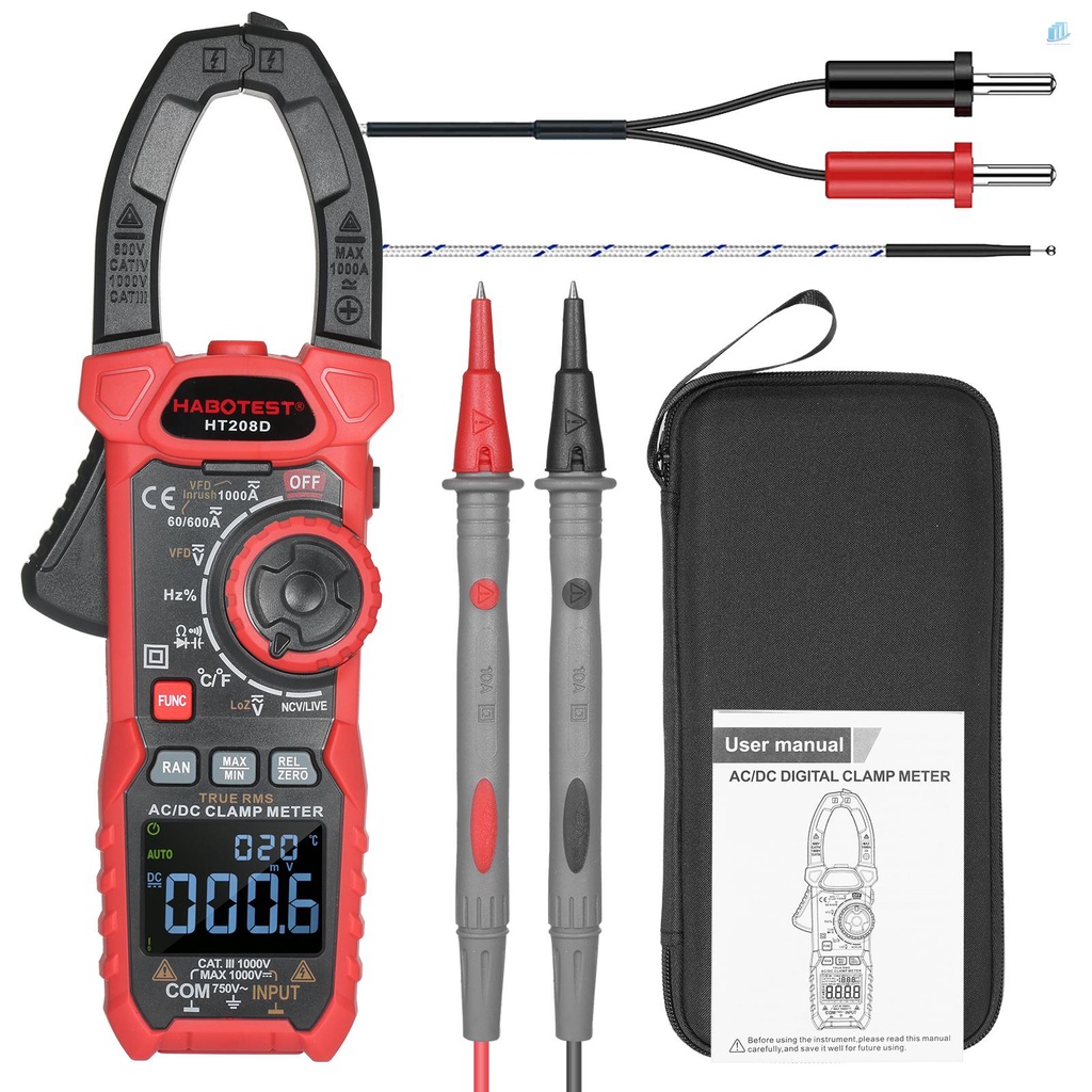 [Hàng Có Sẵn] Kẹp Vạn Năng Kế Kỹ Thuật Số HABOTEST AC / DC True-RMS Thử Nghiệm Dòng Điện Có Kẹp Thử Điện Ampe Ohm Chống Điện Trở NCV Nhiệtperatu