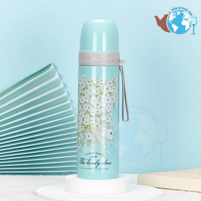 Bình giữ nhiệt INOX hoa văn siêu xinh