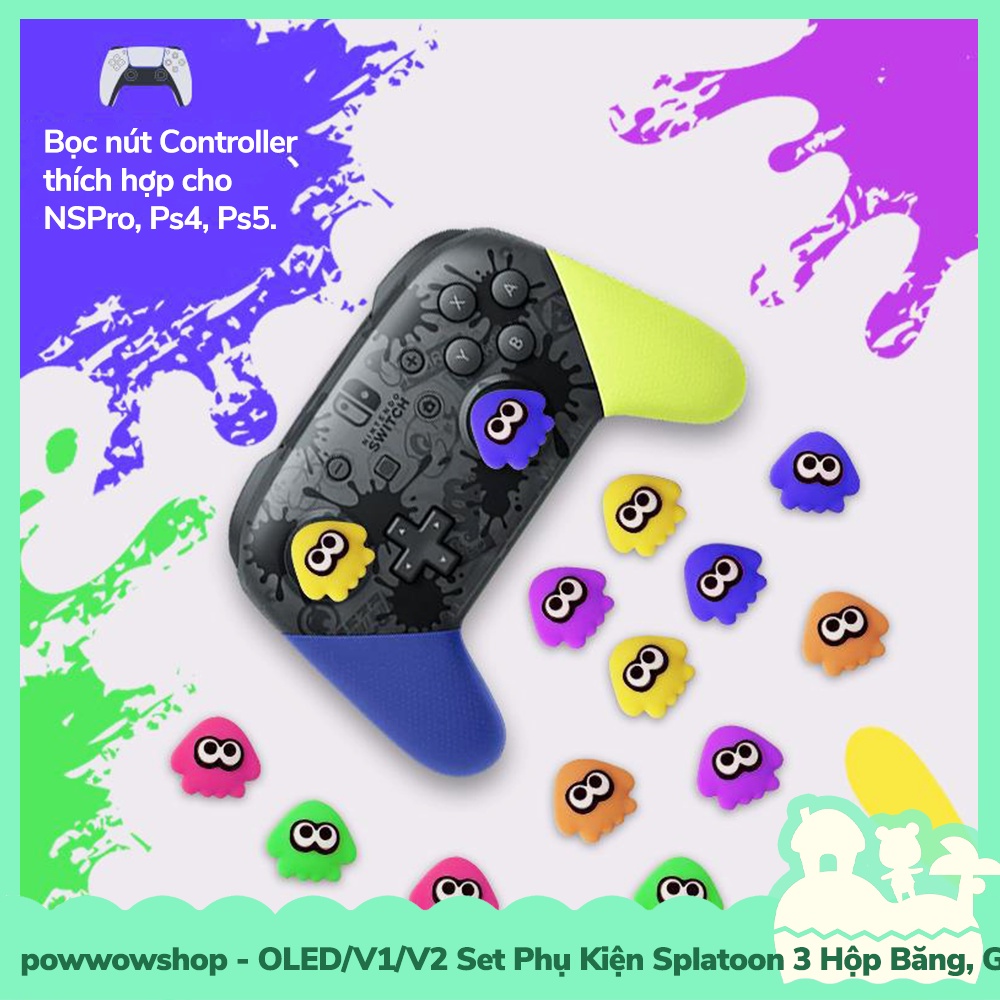 Oled/V1/V2 Set Phụ Kiện Hộp Băng, Giá Đỡ, Case Dock, Handgrip, Straps Cho Nintendo Switch Splatoon 3