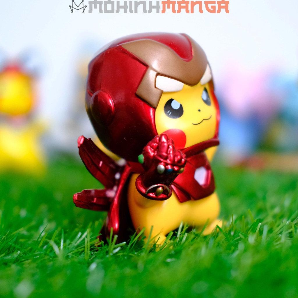 Mô hình Pikachu cosplay Iron Man cao 10cm siêu dễ thương Pokemon Picachu Ironman chibi
