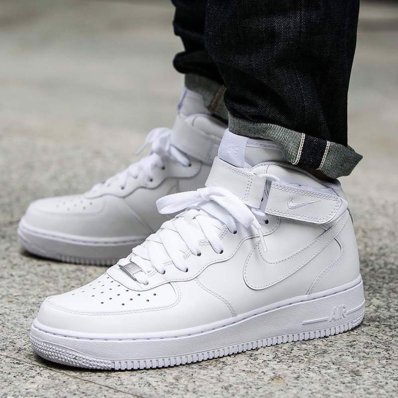 Giày Nike Air Force 1 Mid Hàng Chính Hãng Giày Thể Thao Nike Air Force 1 Mid Allwhite - AF1 Nam Nữ - Simple Sneaker