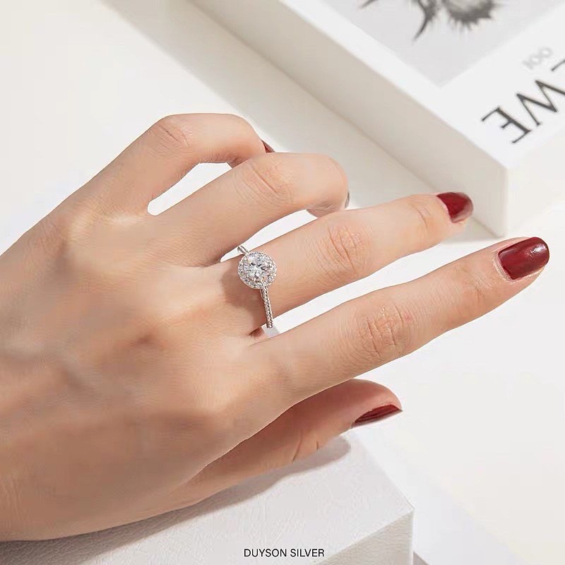 Nhẫn bạc Ý 925 mạ vàng trắng mặt tròn cupcake đính đá CZ 5A cao cấp sang trọng DUYSON SILVER [NXK13]