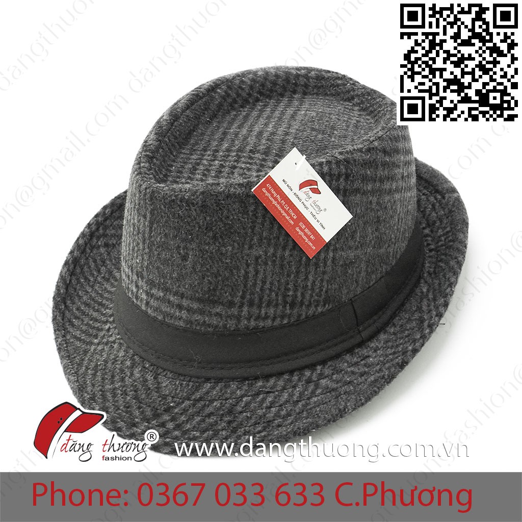 Mũ nón phớt fedora nỉ dạ caro nhiều màu