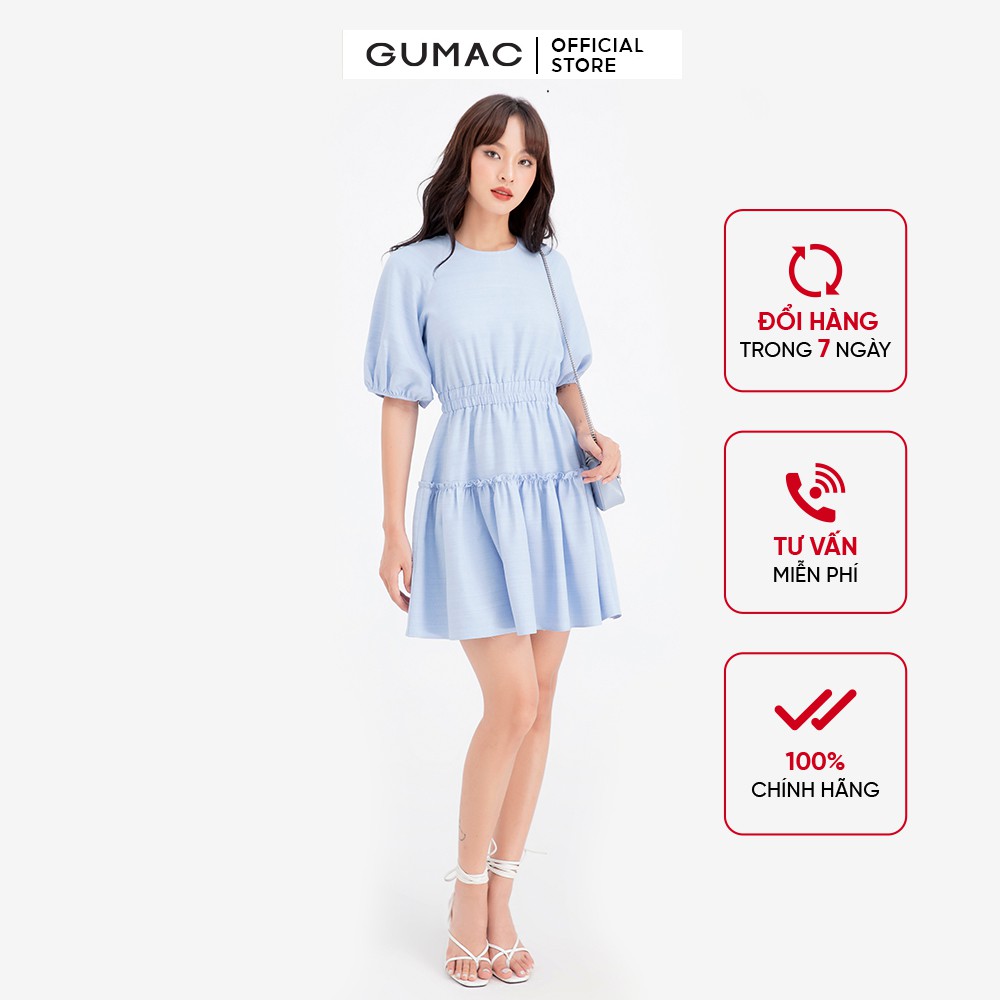 Đầm xòe nữ eo chun nhún tùng GUMAC DB633