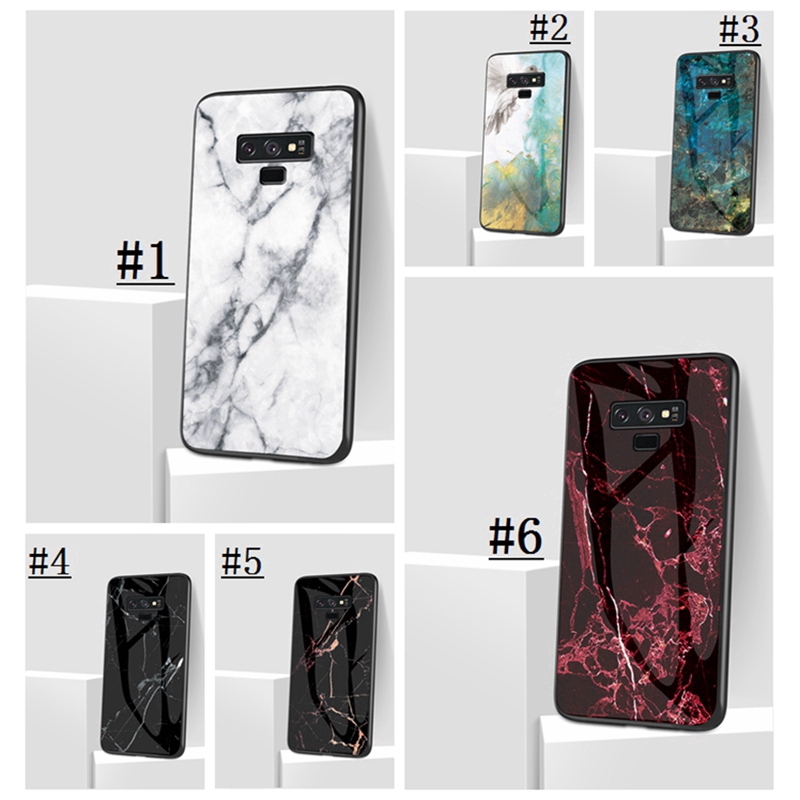 Ốp điện thoại kính cường lực vân marble sáng tạo chống sốc Samsung Galaxy Note 9