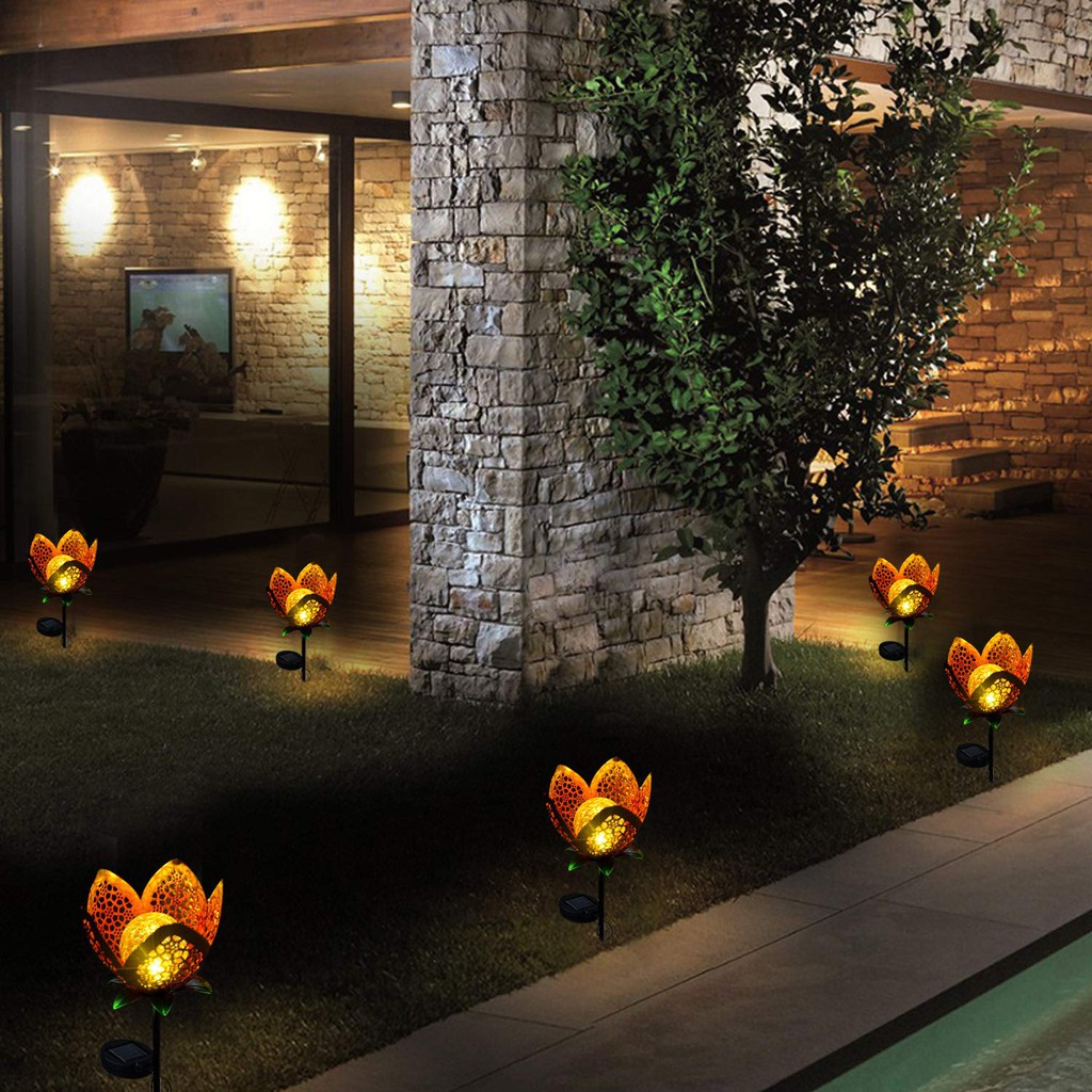 Đèn Led Năng Lượng Mặt Trời Chống Thấm Nước Hình Hoa Rỗng Trang Trí Lối Đi Sân Vườn