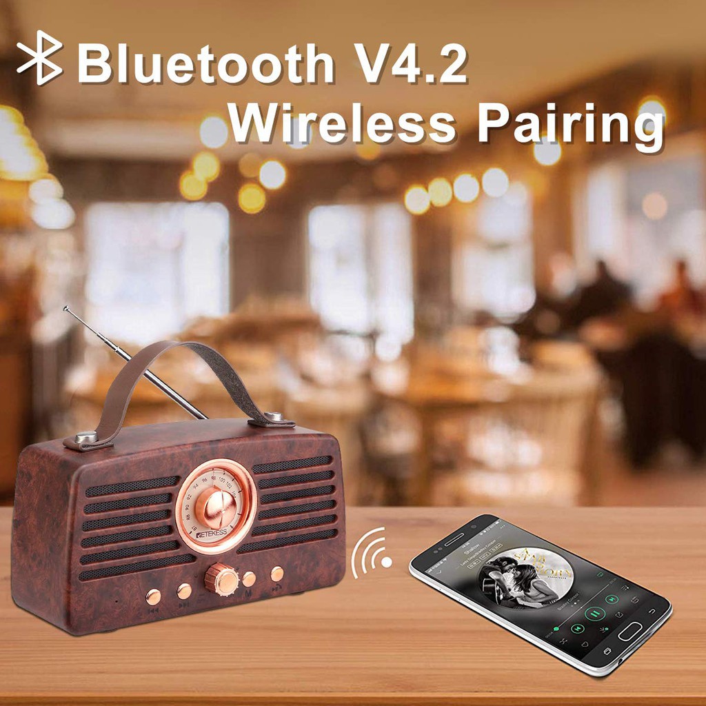 Đài Radio Retekess TR607 Tích Hợp Loa Bluetooth 4.2 Hỗ Trợ Thẻ TF USB AUX