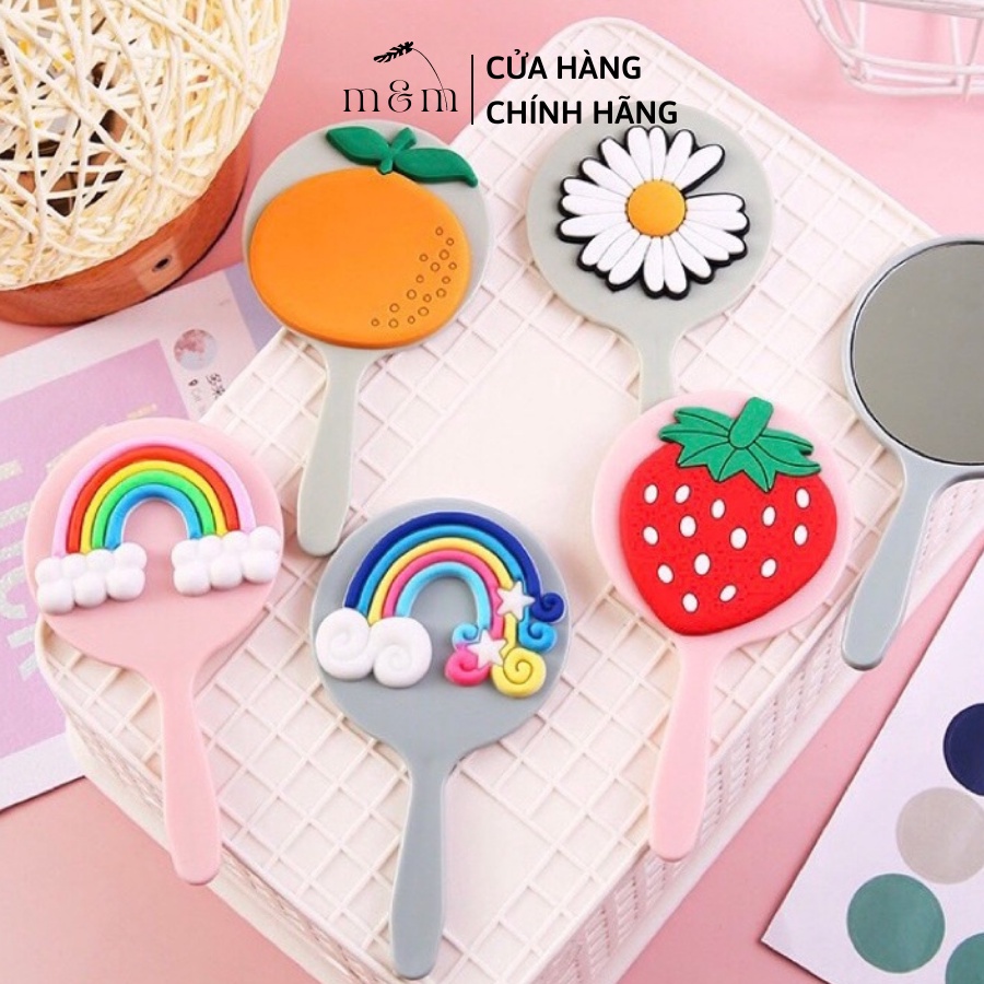 Gương Mini Cầm Tay Di Động, Soi Mặt, Bỏ Túi Tiện Lợi, Phong Cách Vintage, Gưong Trang Điểm Xinh Xắn