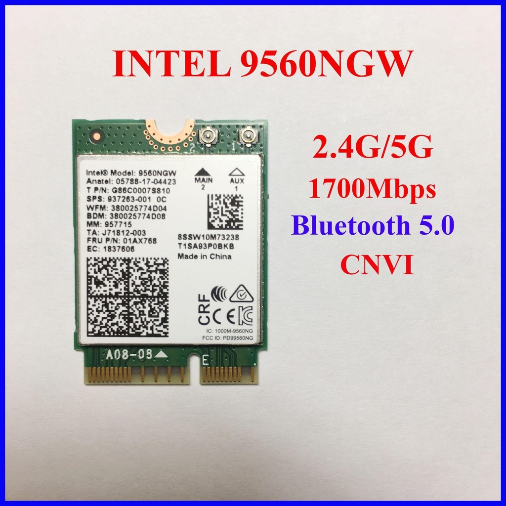 Card WiFi Bluetooth Intel AC 9461 9462 9560 NGW, khe lot chuẩn M2 NGFF CNVi thẻ mạng không dây Wireless 2.4G 5G