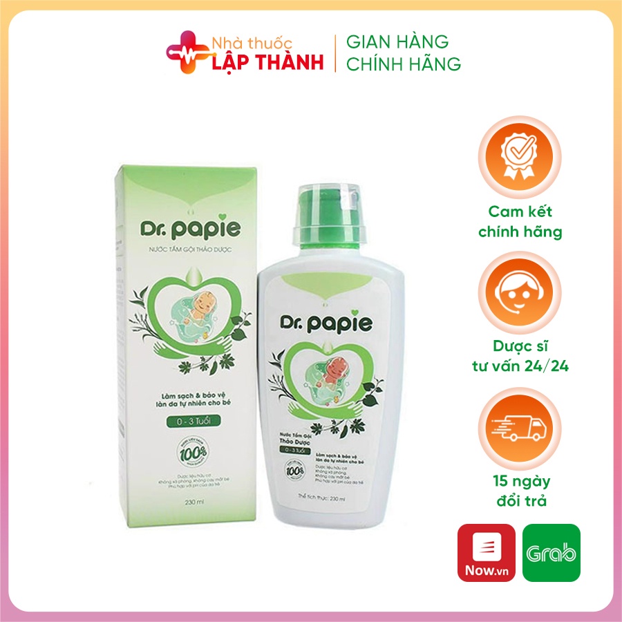 Nước Tắm Thảo Dược Dr Papie - Ngăn Ngừa Rôm Sảy, Bảo Vệ Làn Da Bé
