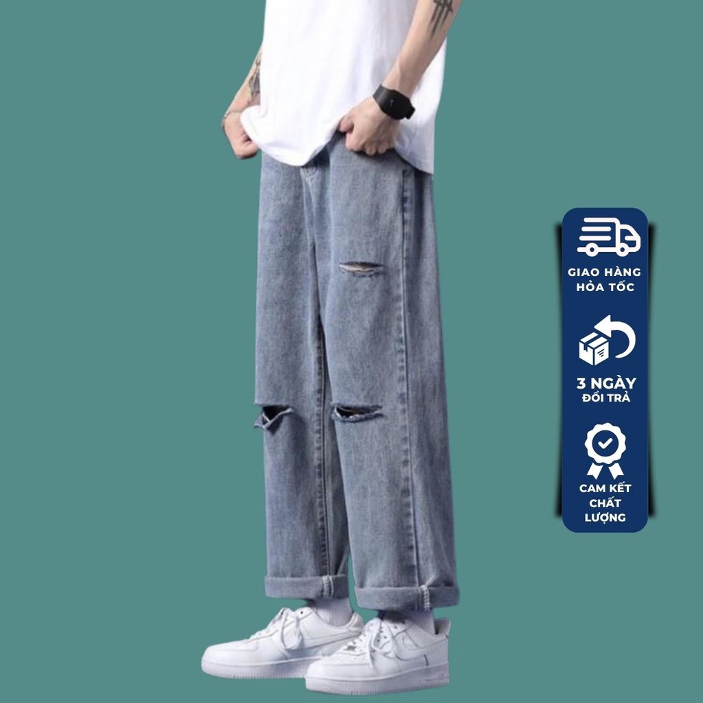 Quần jean baggy nam nữ rách tạo cá tính SR, Quần baggy nam ông suông rách BESTBOYS RG cực hothit 2022