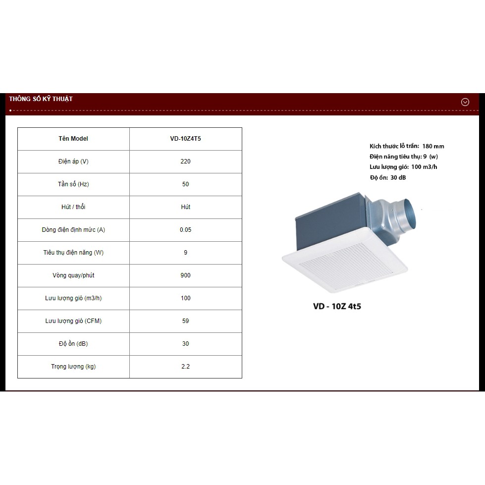 Quạt hút âm trần nối ống gió Mitsubishi VD-10Z4T6 Chính hãng bảo hành tại Mitsubishi