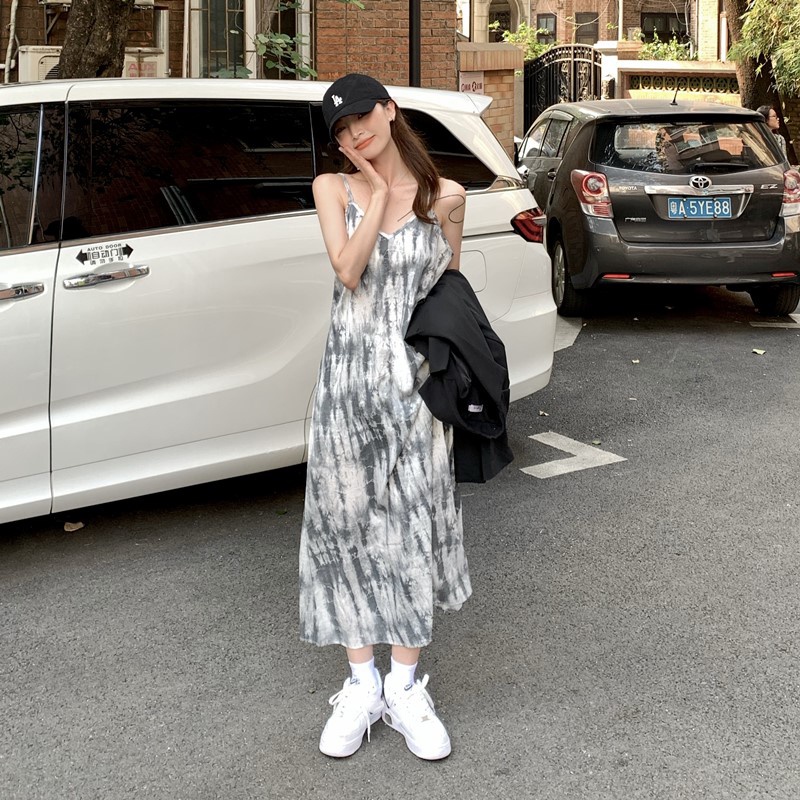 Đầm Maxi Sát Nách Dáng Rộng Màu Nhuộm Thời Trang Mùa Hè Cho Nữ