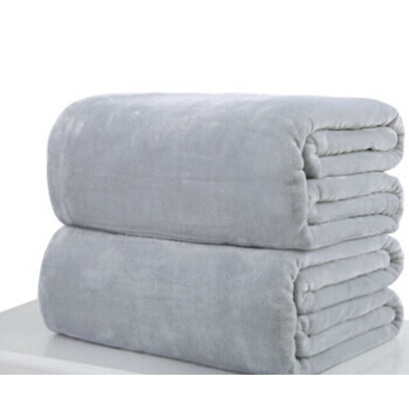 Aoto Chăn Vải Flannel Mềm Họa Tiết Kẻ Sọc Màu Trơn Ấm Áp Dùng Khi Đi Du Lịch