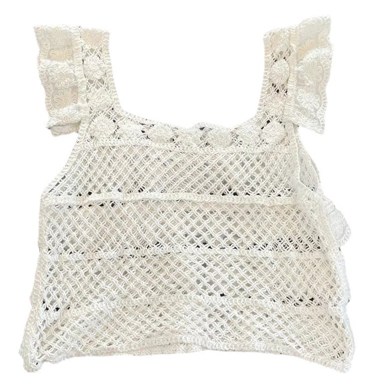 Áo Dệt Kim Hai Dây Cổ Vuông Phối Ren Thời Trang Cho Nữ