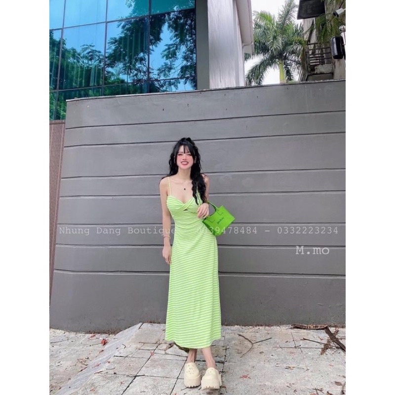 VÁY MAXI THUN 2 DÂY XOẮN NGỰC ĐẦM DÂY DÁNG DÀI CO DÃN FREESIZE
