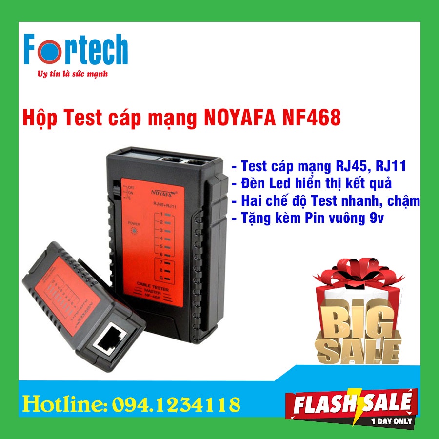 Bộ test dây mạng NOYAFA NF468, sử dụng kiểm tra tình trạng dây mạng RJ45, RJ11,