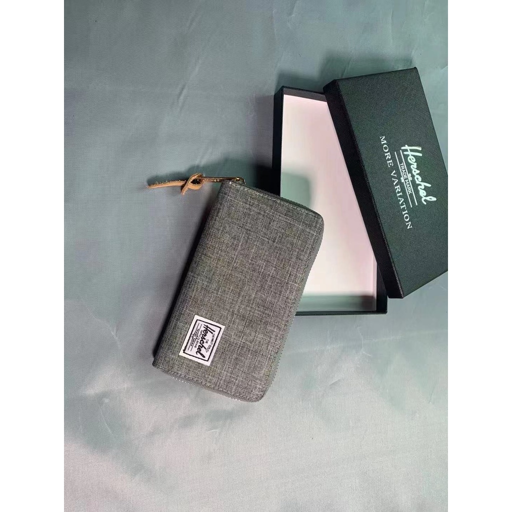 Ví vải dáng dài có nhiều ngăn đựng thẻ phối dây kéo đơn giản thời trang