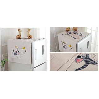 Khăn trải phủ tủ lạnh/máy giặt vải canvas họa tiết mèo