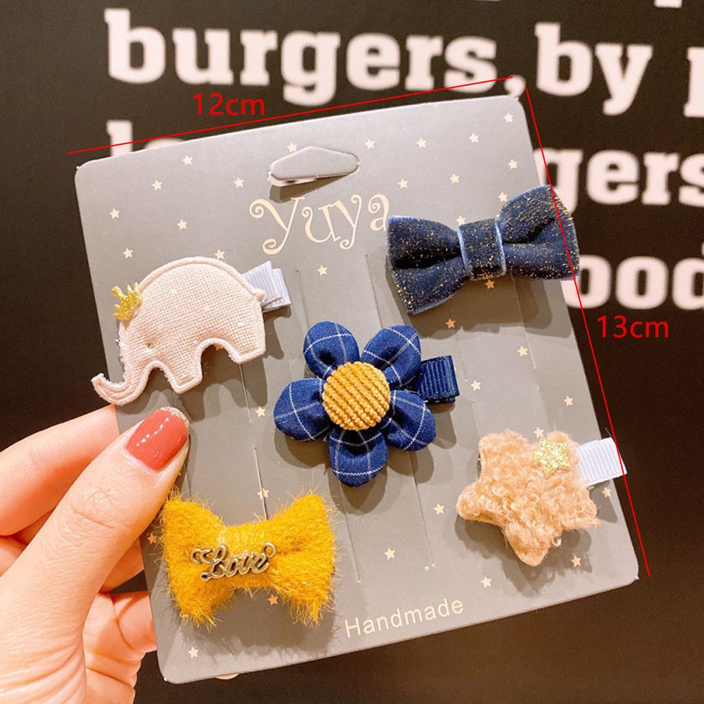 Set 5 Kẹp Tóc Đính Nơ Hoa/Hoạt Hình Dễ Thương Dành Cho Bé