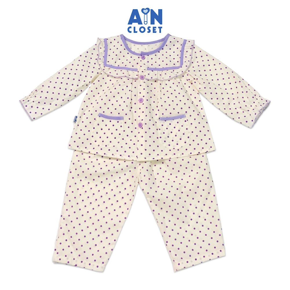 Bộ quần áo dài bé gái họa tiết Bi tím cotton - AICDBGKKYTXB - AIN Closet