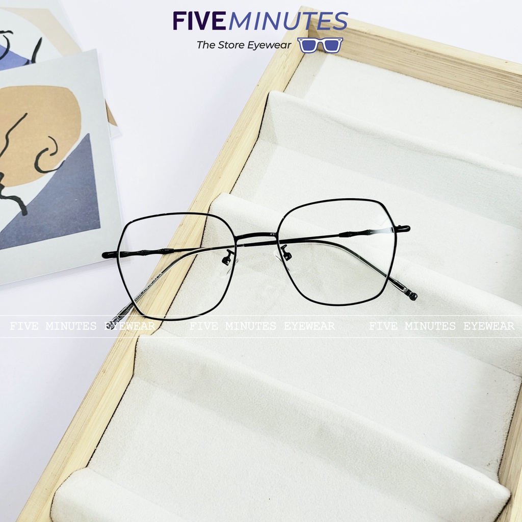 Gọng kính nam nữ kim loại mảnh nhẹ dáng vuông size to 8899 Siêu hot 2023 - Kính Mắt Five Minutes